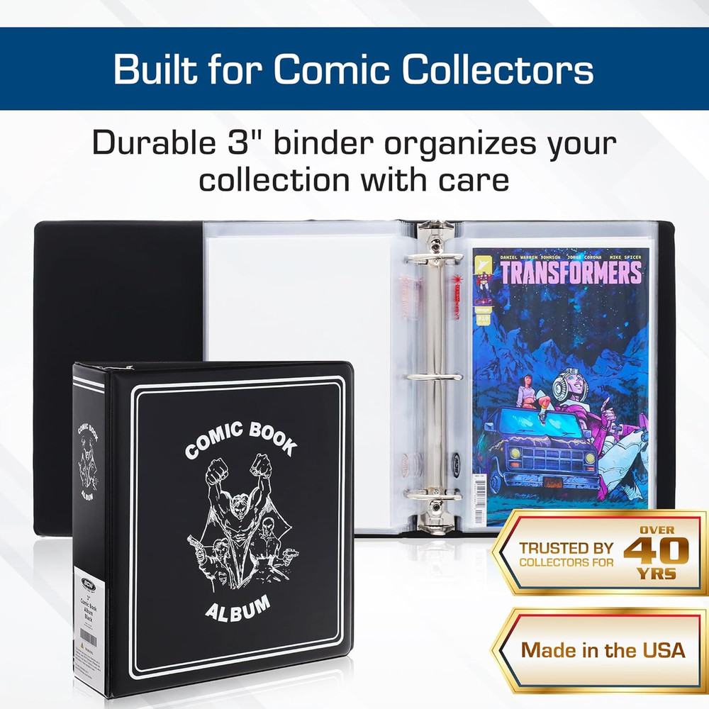 3In Comic Book Binder | Fits Current & Silver Age Comic Pages | Heavy Duty D-Rin