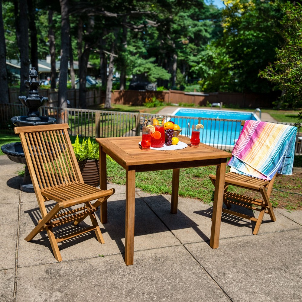 31.5 in Solid Teak Square Patio Dining Table by Sunnydaze