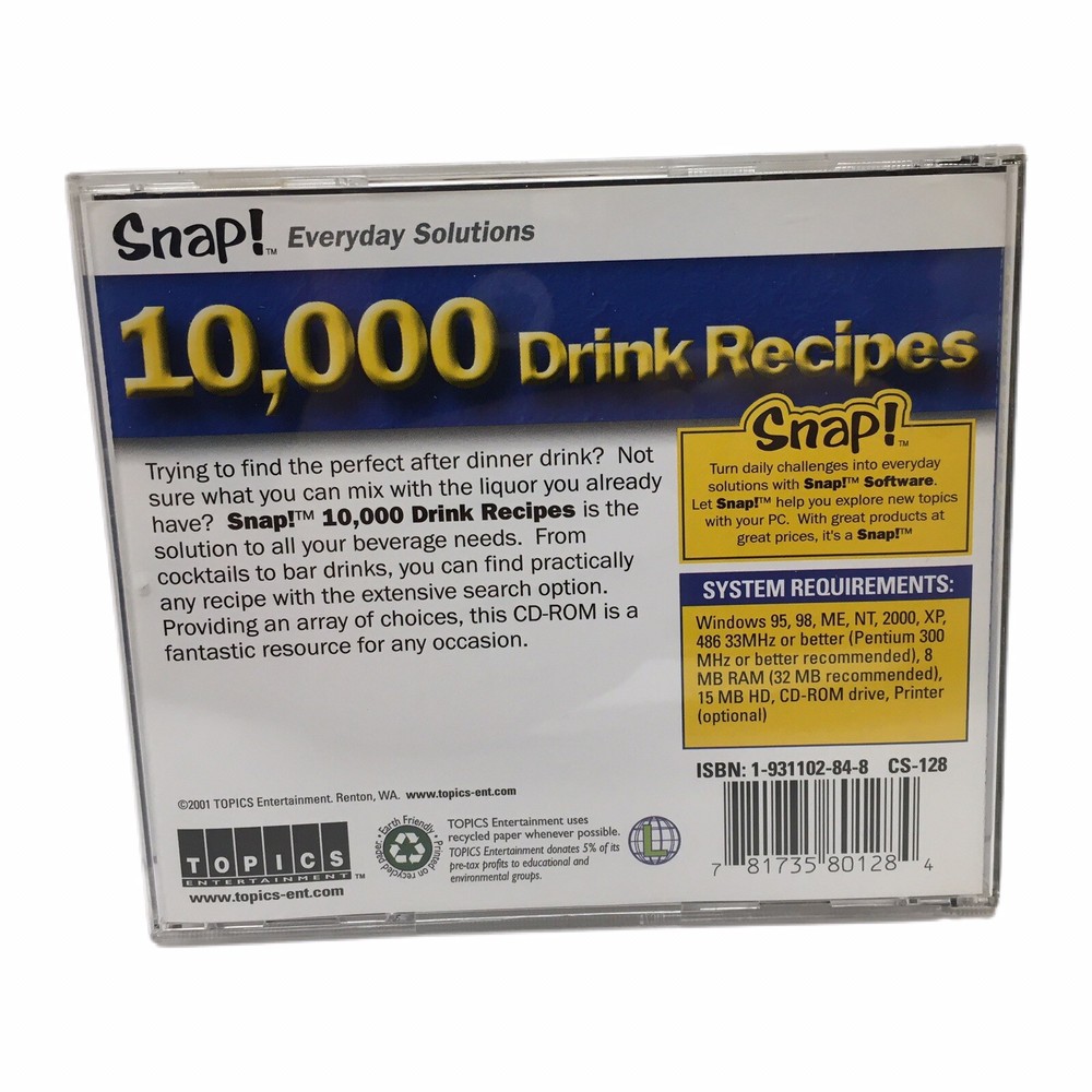 10,000 Drink Recipes PC/CD-ROM