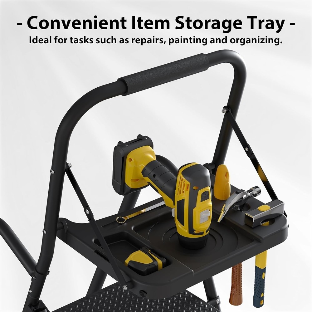 400lbs Max Load 5-Step Ladder with Tool Tray, Handrails