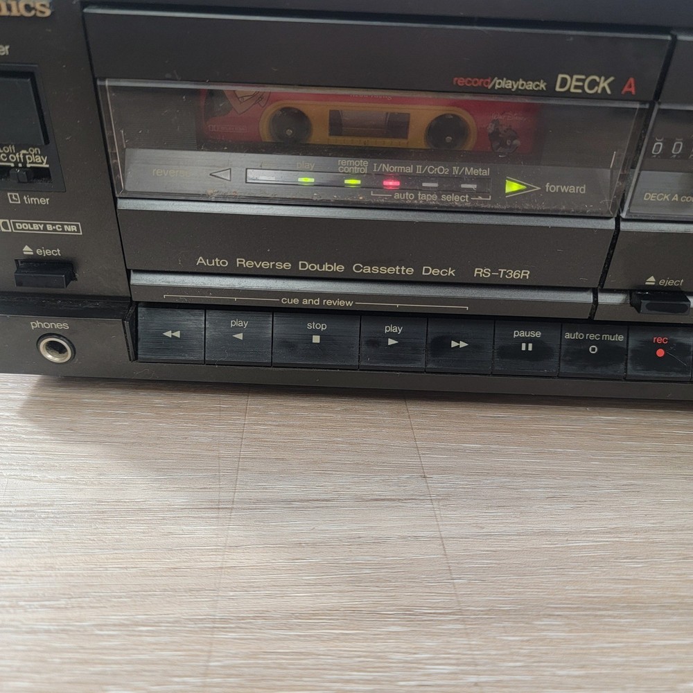 Technics RS-T36R Auto Reverse Double Cassette Deck Stereo Player Recorder Black