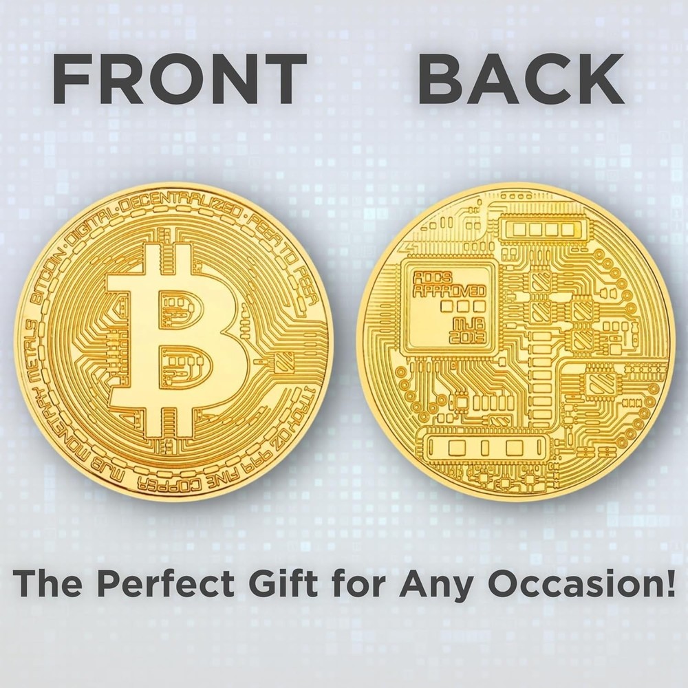 Bitcoin Coin - Commemorative BTC Coins Plus Clear Protective Case, Physical B...