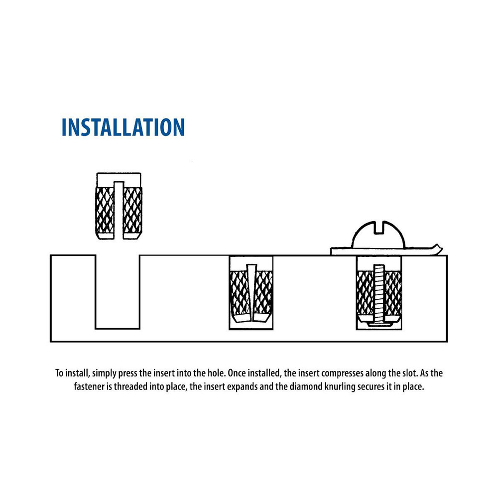 Threaded Insert for Plastic Flush Stainless Steel Thread Inserts M6-1.0 Pack of