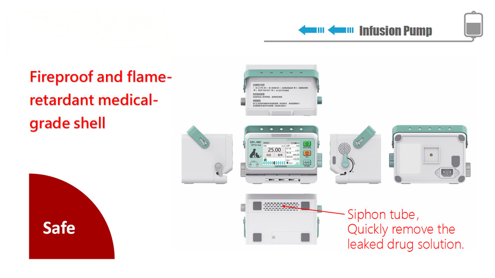VET Infusion pump with touchscreen, dual CPU, multi-mode operation, waterproof