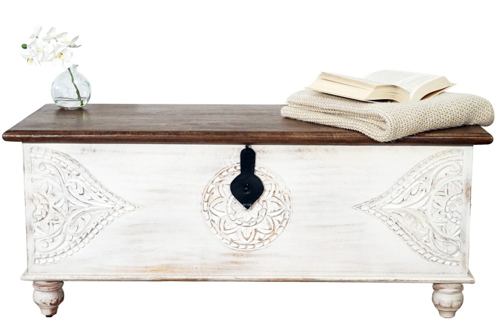 Hand-crafted large solid wood storage chest/ bench trunk/coffee table/ottoman