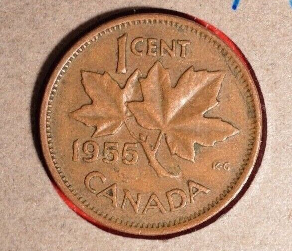 1955  1 Cent Canada Pennies - Two Types 🇨🇦 Large Denticle + Small Denticle