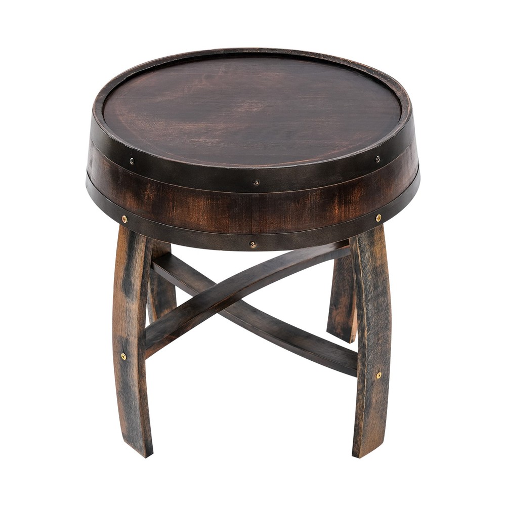 Solid Wood Round Barrel-style End Table Home Tea/coffee Table Wine Side Table