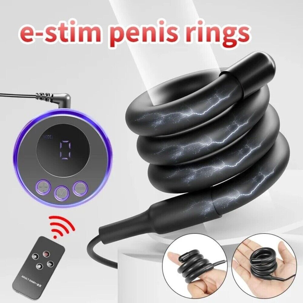 Electric E-Stim Penis Stretcher Enhancer Ball-Scrotum-Ring-Delay-Ejaculation NEW