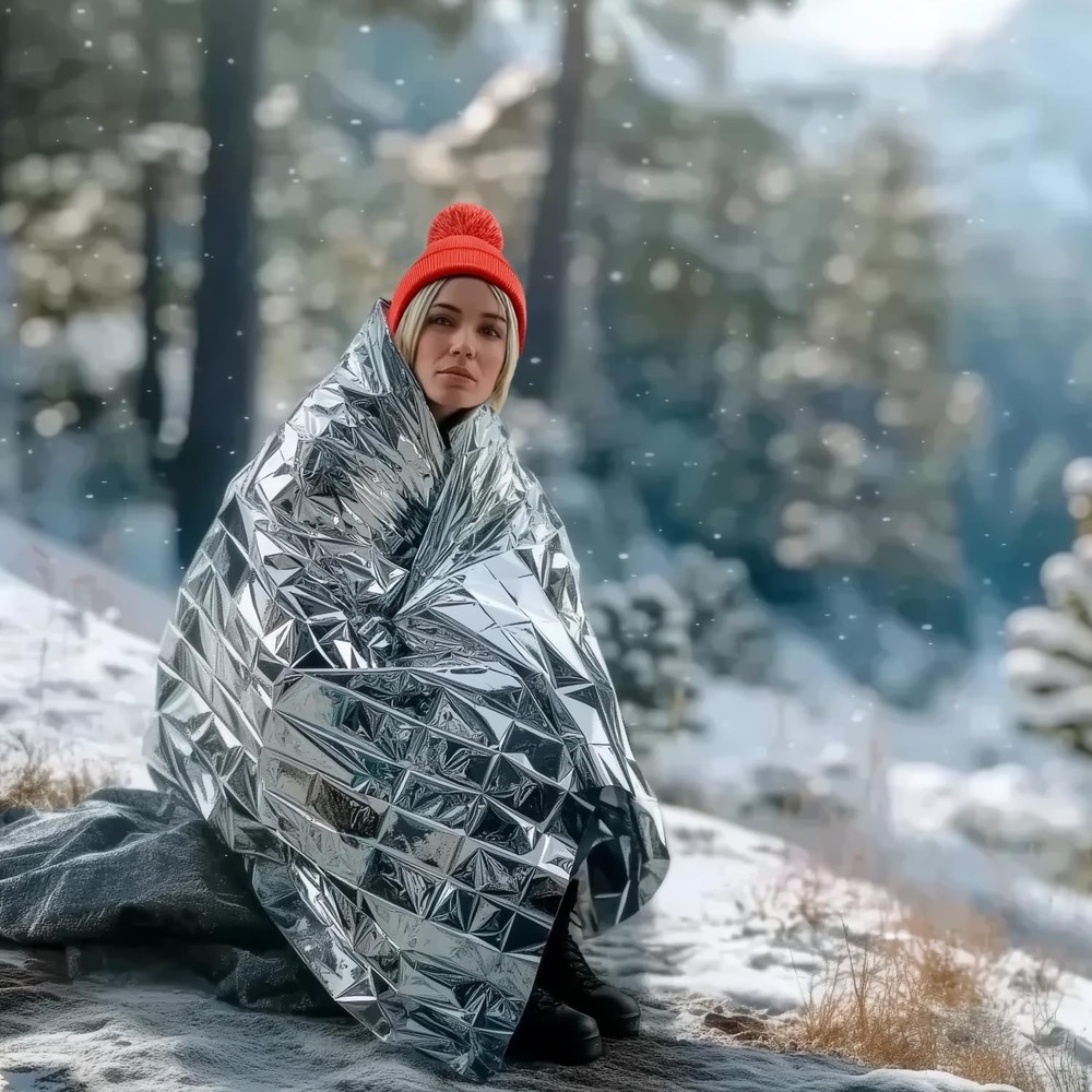 Compact Emergency Blankets (4 Pack) - Silver Mylar for Cold Weather Preparedness