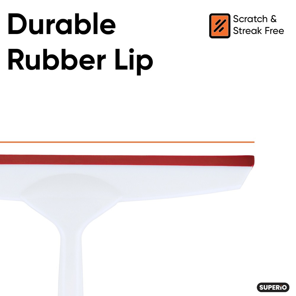 Superio 10" Window Rubber Squeegee with Hanging Loop, 2 pack Red and Grey