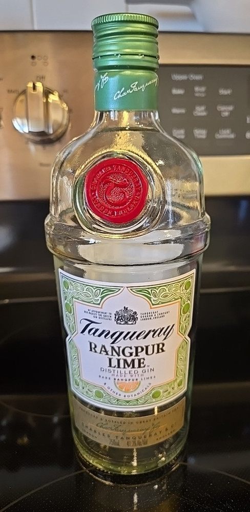 Tanqueray Rangpur Lime Gin Bottle EMPTY 750ml w/ Lid