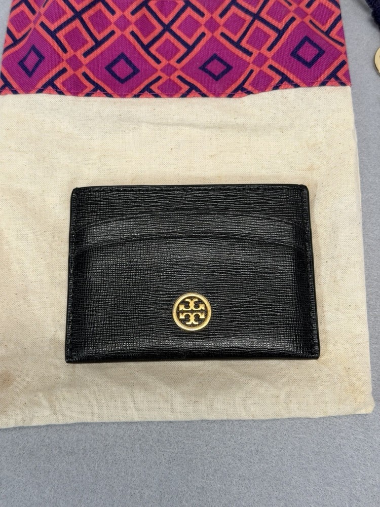 Tory Burch Robinson Leather Card Case Black