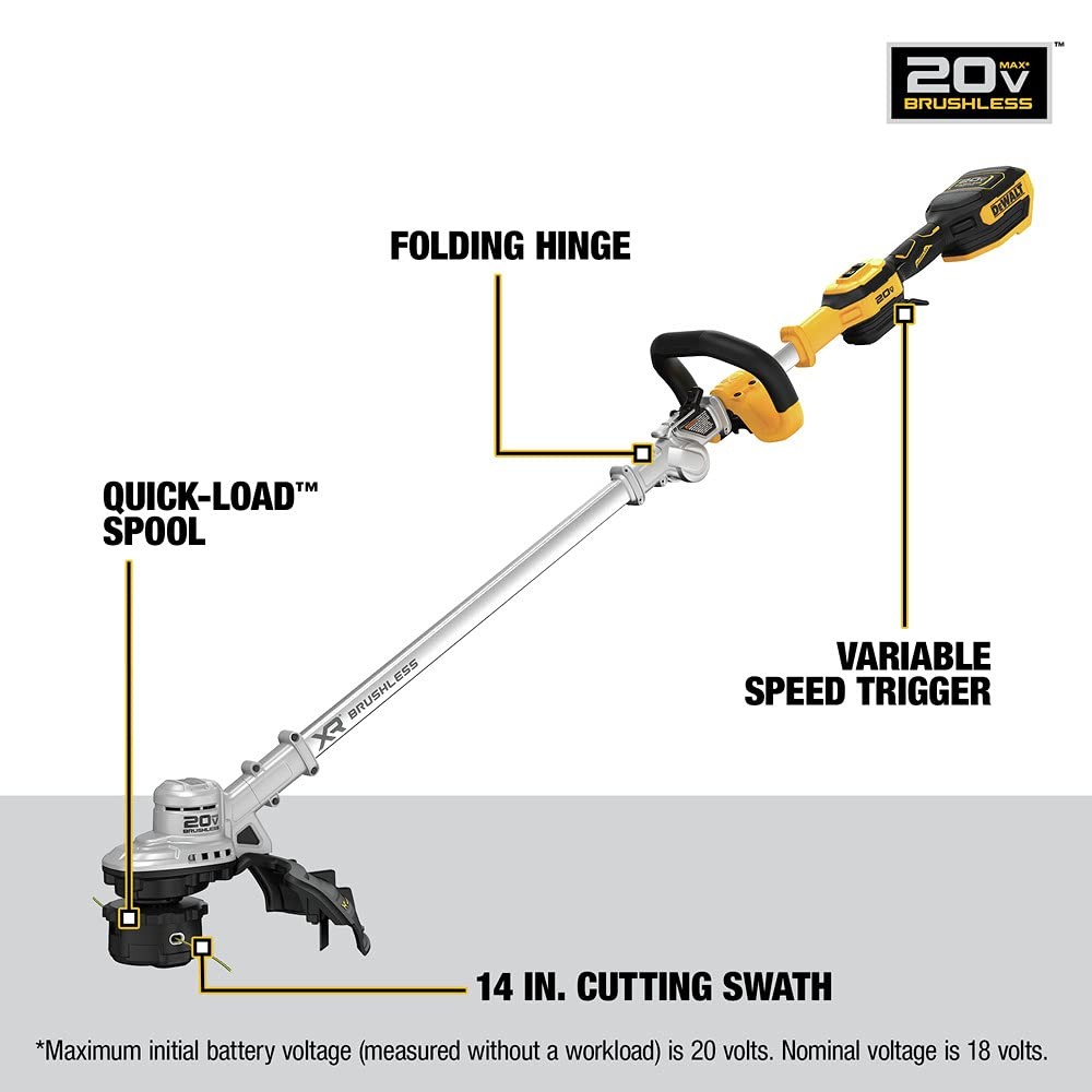 DEWALT 20V MAX* XR String Trimmer, 14-Inch, Tool Only (DCST922B)