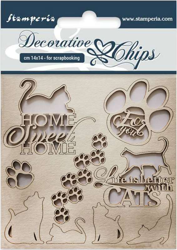 Stamperia Decorative Chips 5.5"X5.5" Cats