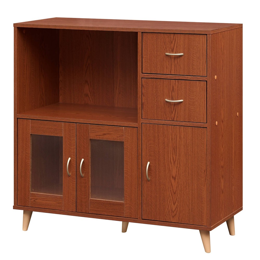 36” Sideboard Buffet Cabinet w/Open Compartment, 2 Drawers & 3 Doors for Kitchen