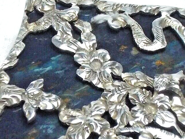 RARE ANTIQUE CONTINENTAL SOLID SILVER PIECED BOX, CASHEW BOX, c1900