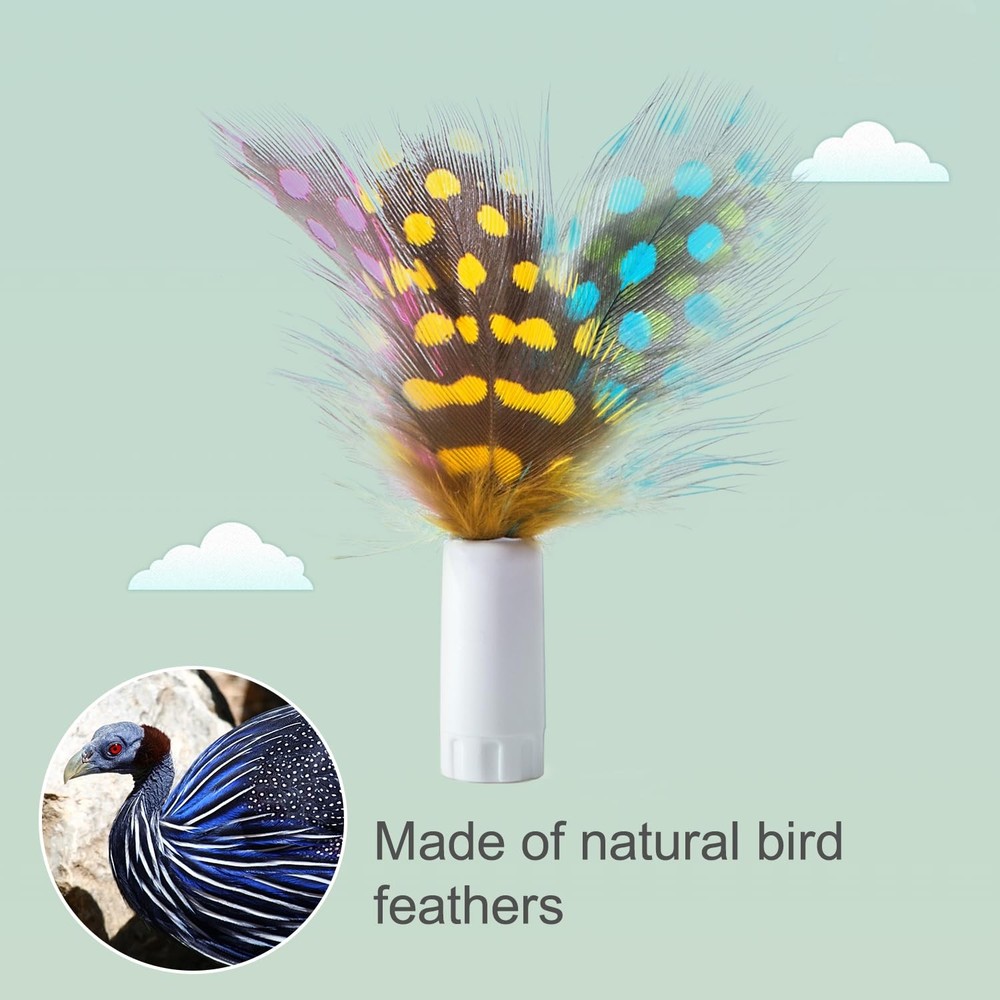 12 PCS Interchangeable Cat Feather Toys Replaceable Feather Fluffy Toy Set
