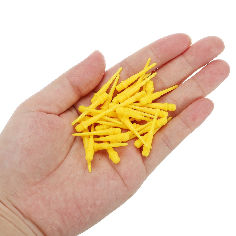 100Pcs Plastic Dart Tips,Game 2BA Thread Soft Darts Tips Yellow