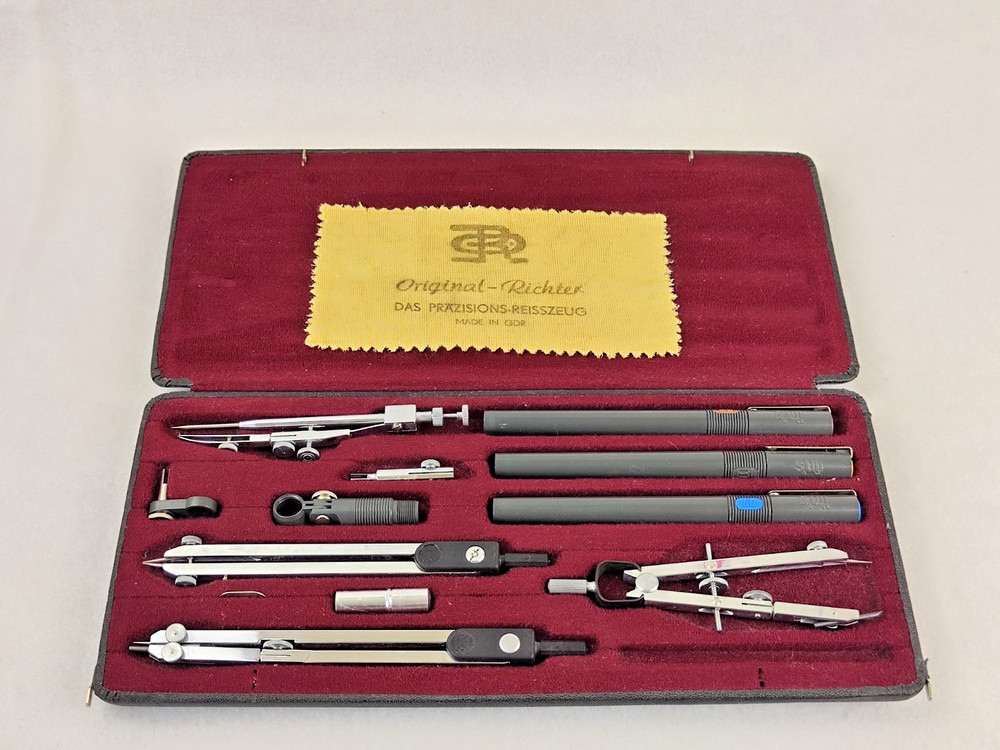 Antique German Original Richter K7AH Precision Technical Drafting Tools Full Set