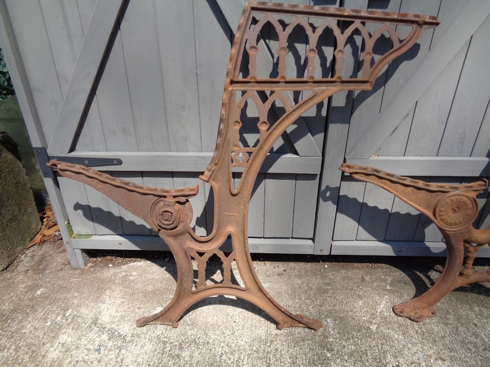 Antique Cast Iron School Desk Frame Side