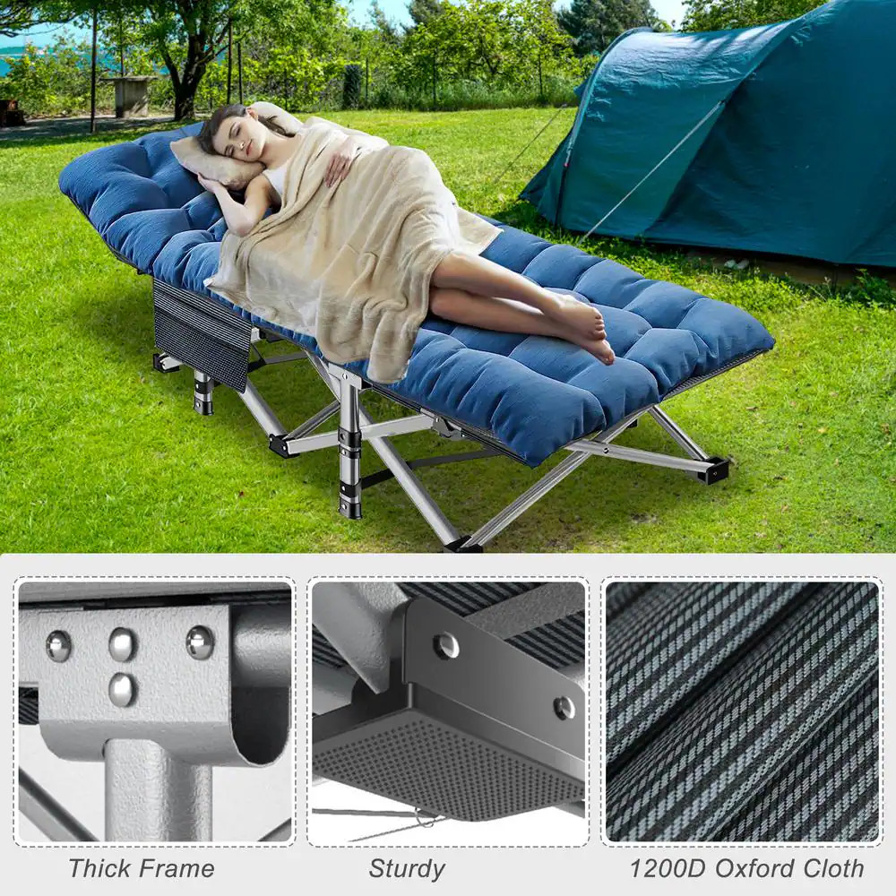 Folding Camping Cot, Heavy-Duty Sleeping Cots with Carry Bag, Double Layer Oxfor