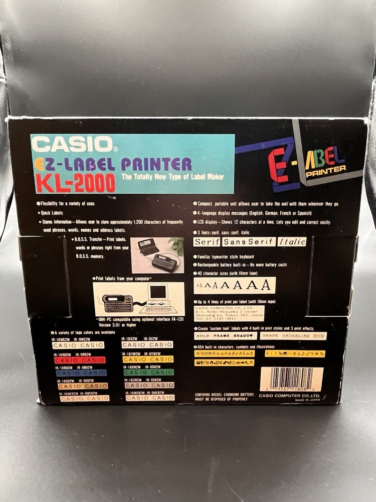 New CASIO KL-2000 EZ-Label Printer with Power Adapter