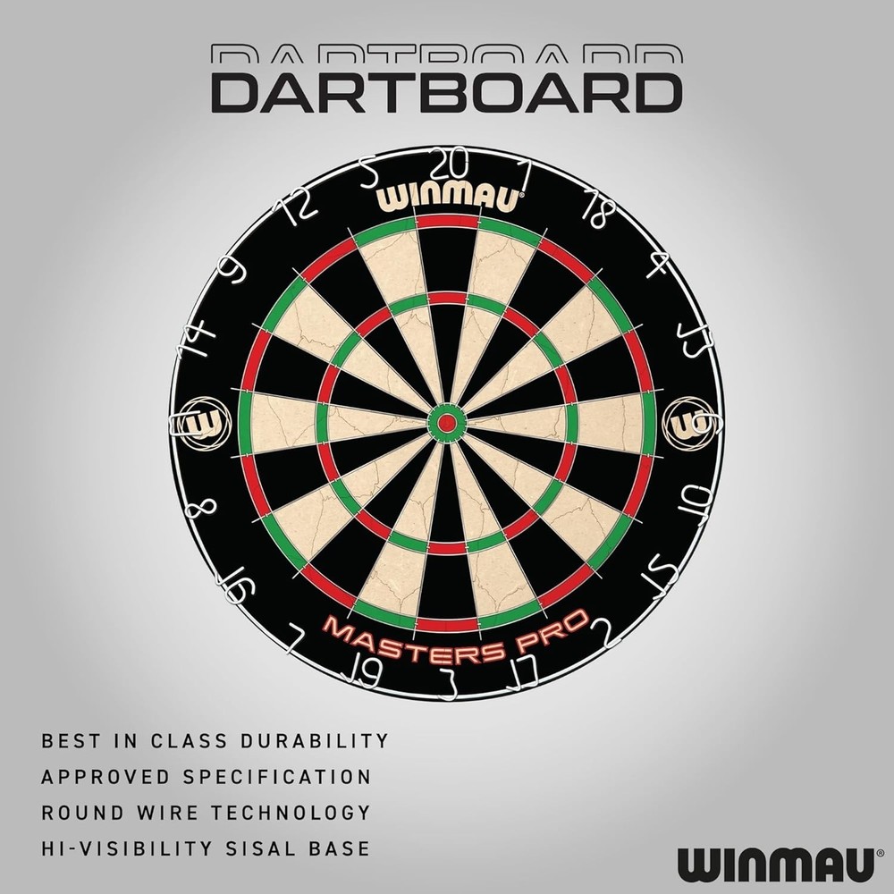 Darts - Masters Pro Premium Bristle Dartboard Set - Includes Dart Board, Darts,