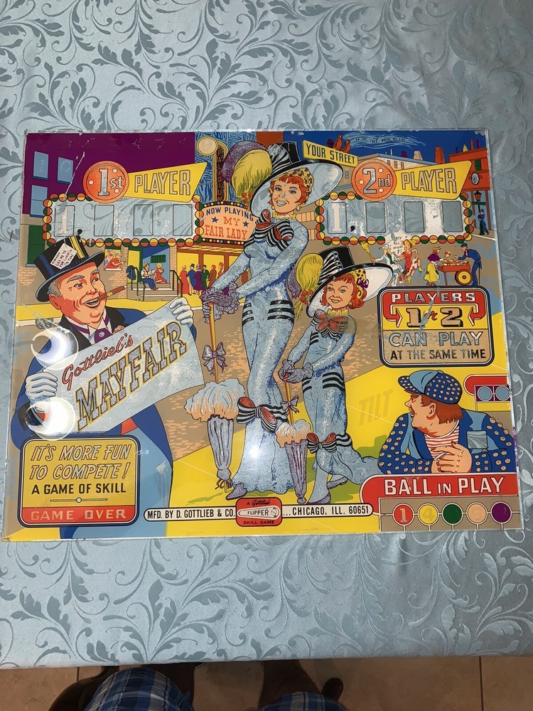 Gottlieb Mayfair pinball machine game Backglass