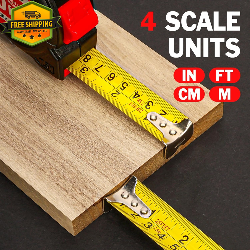 25ft Tape Measure Self Lock Retractable Easy Read Bulk Pack