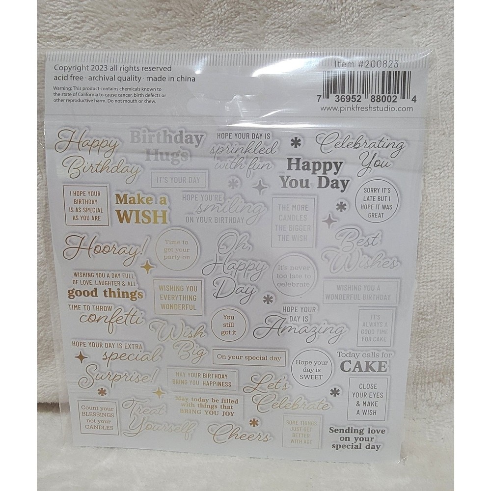 Pink Fresh Studio Ephemera Foiled Sentiments Bundle