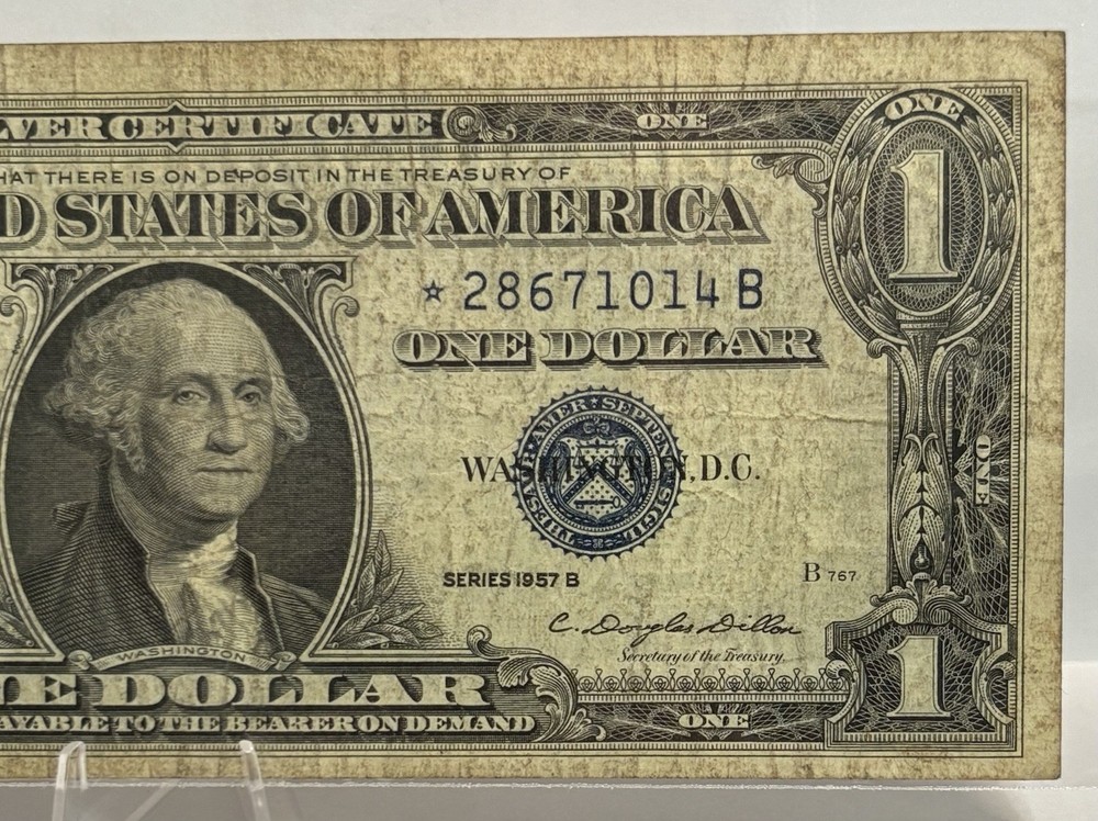 1957 B $1 Note Silver Certificate Star Note, #⭐️28671014B! 🔥