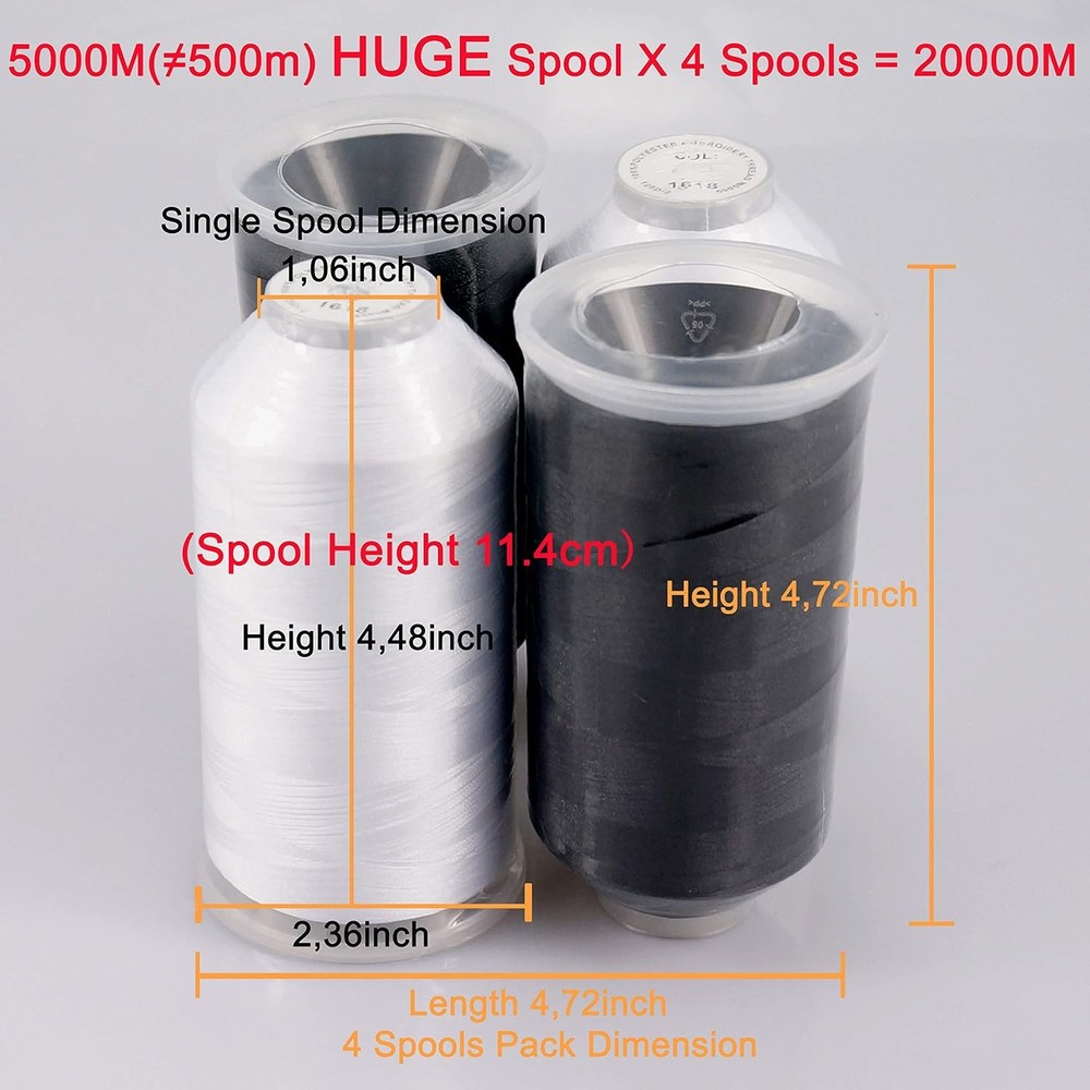 Huge 5000M Polyester Embroidery Machine Thread Spool - 40 Assorted Colors - 2