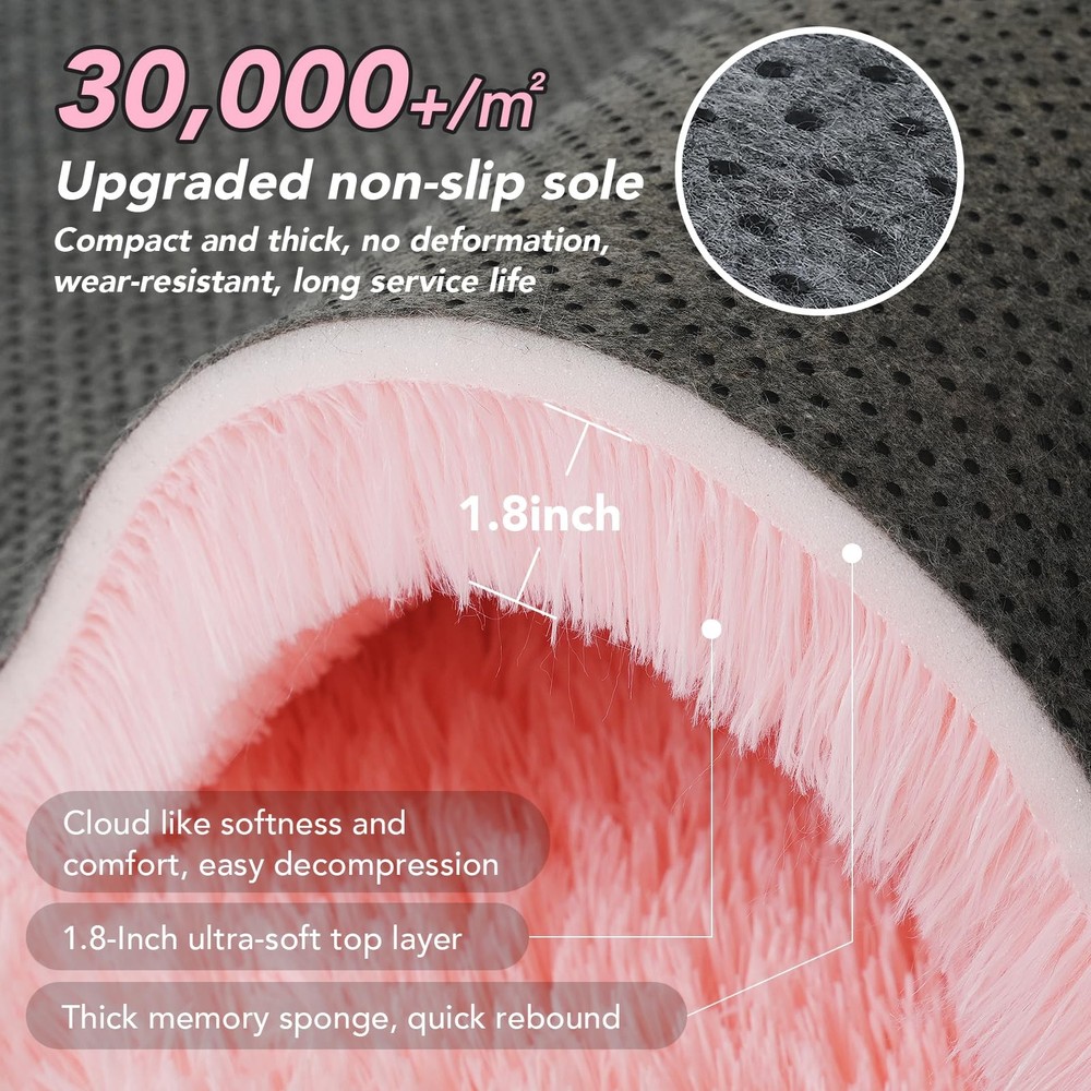 Pink Fluffy Area Rugs 4x6: Furry 4' x 6' (Rectangular),