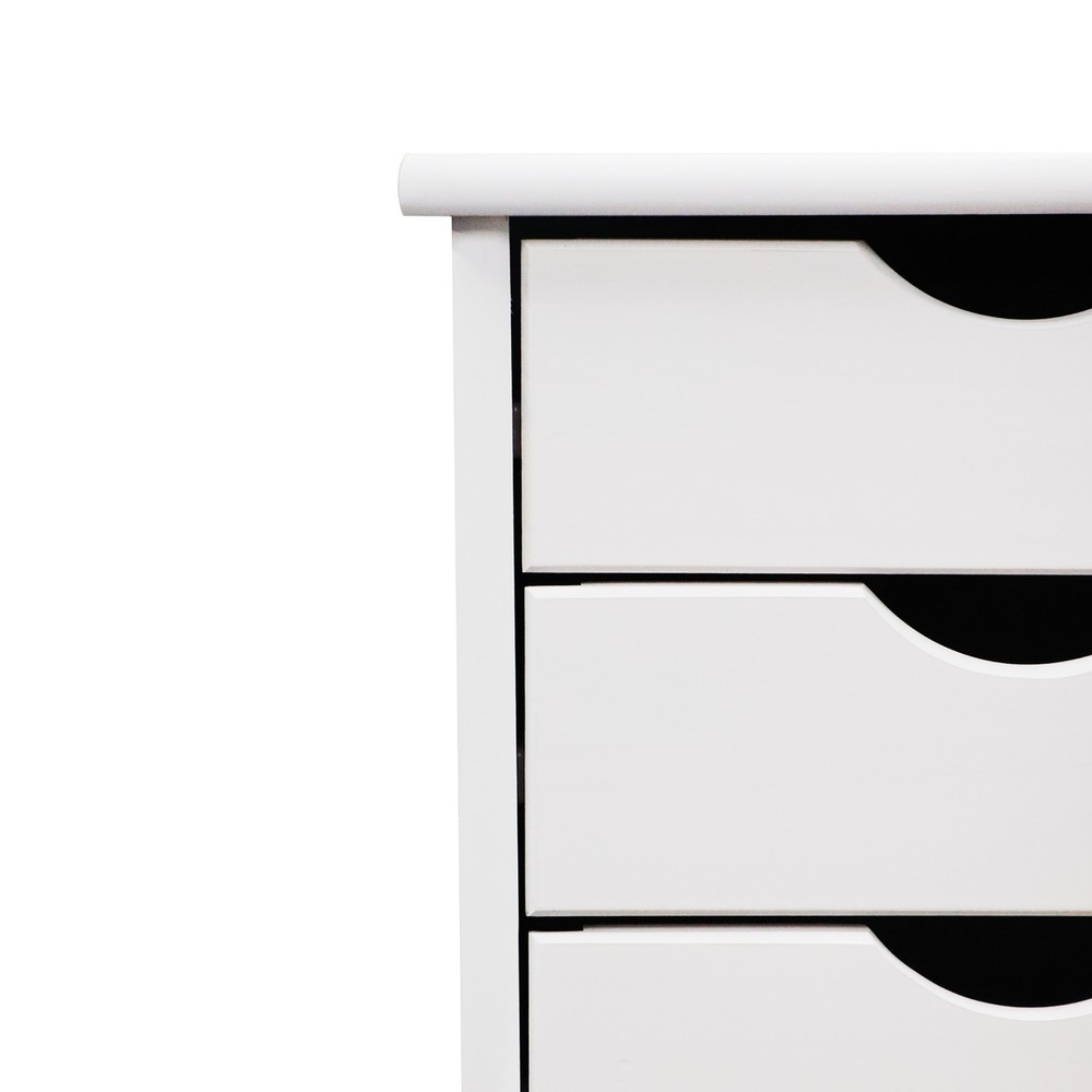 Jela Solid Wood 6 Drawer Roll Cart in White