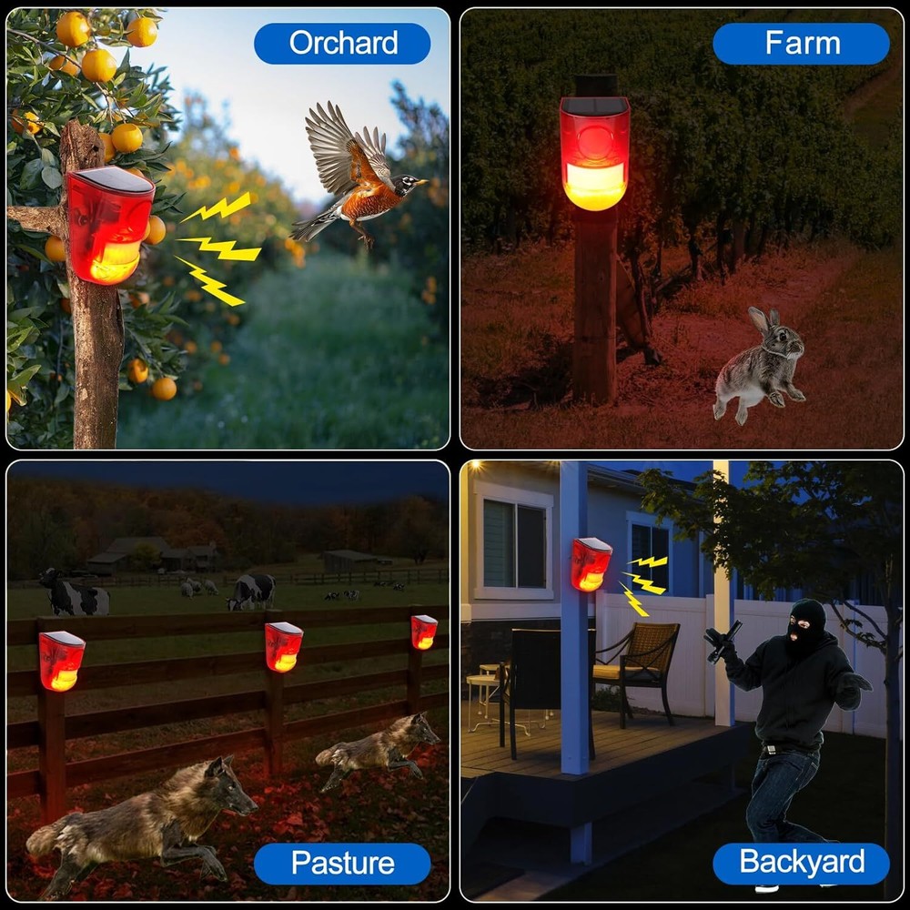 Alarma con Sensor de movimiento de poder solar: Alerta de voz + alarma + luz New