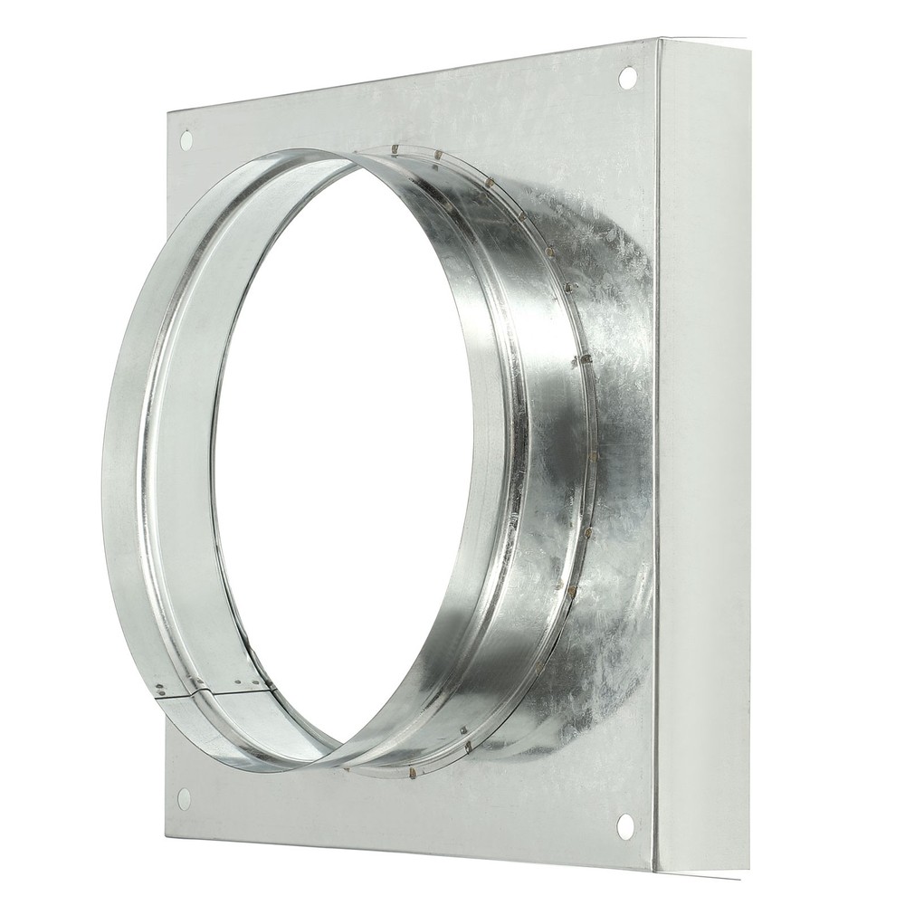 10" Square Galvanized Duct Connector Flange, Silver Tone