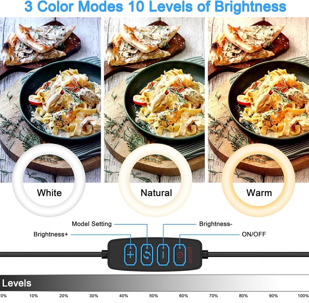 Overhead Camera Mount with Ring Light, 6‘’ Phone 6Light