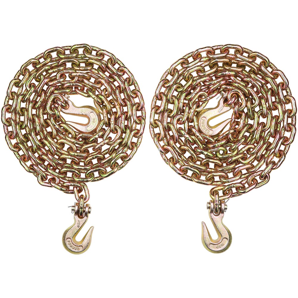 VEVOR Binder Chain G80 Tie Down Tow Chain with Hooks 3/8"x10' 2 Pack 7100 lbs