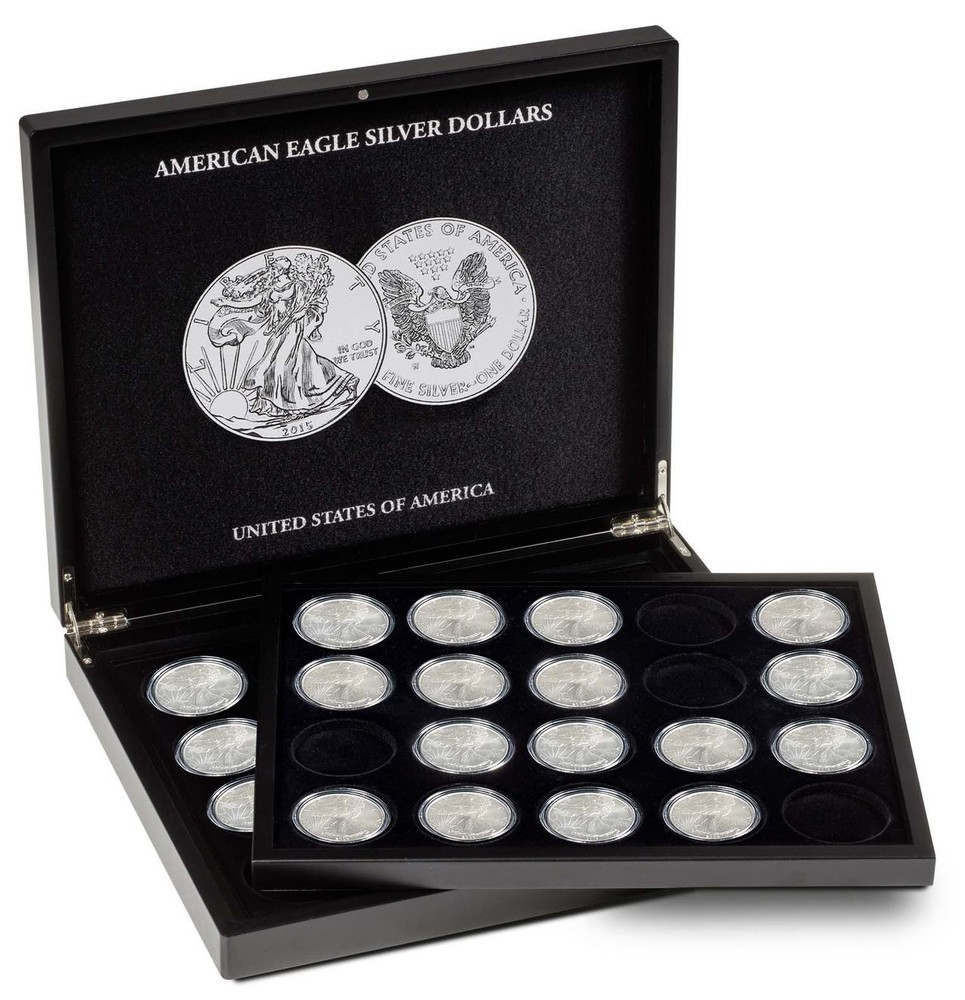 Coin Presentation Display Box American Silver Eagles Case +EXTRA TRAY Lighthouse