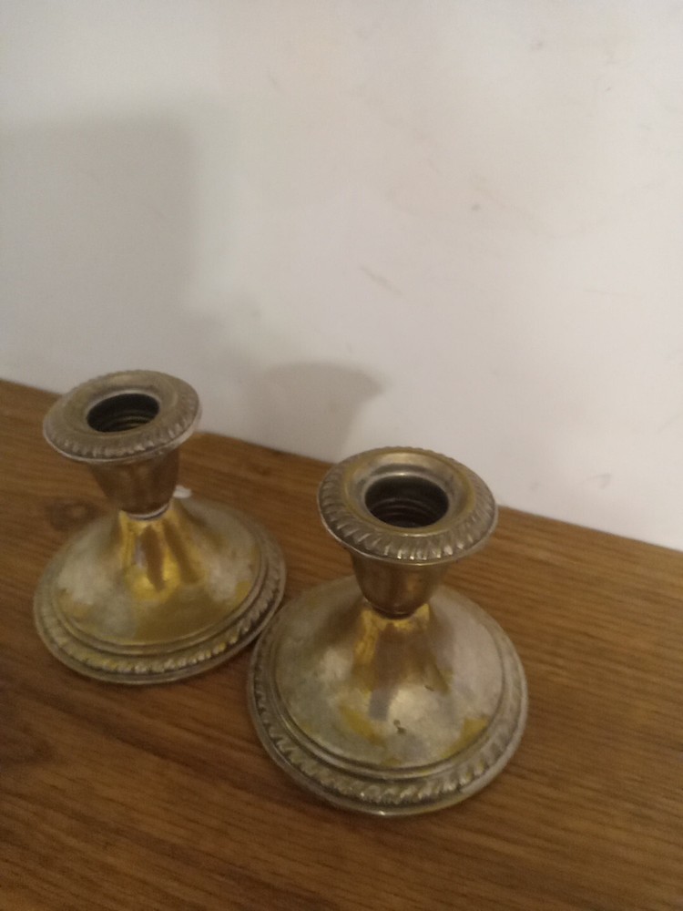 Weighted Silverplate Candlestick Holders