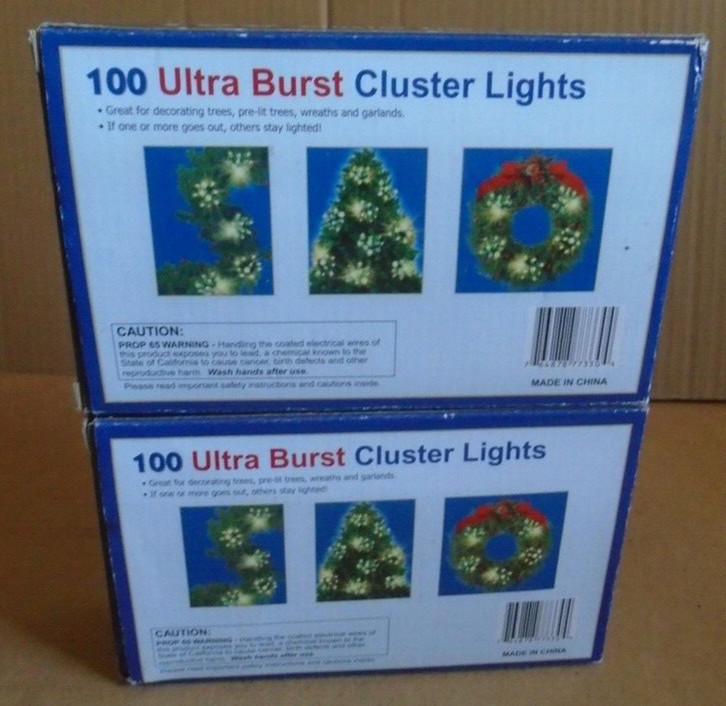 100 Ultra Burst Cluster Light Set Plug-In Clear Green Wire (2-boxes)