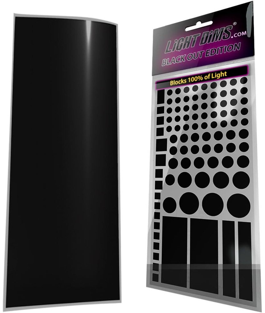 LightDims Black Out Edition Light Blocking LED Covers (2 Sheets) Shapes & Unc...