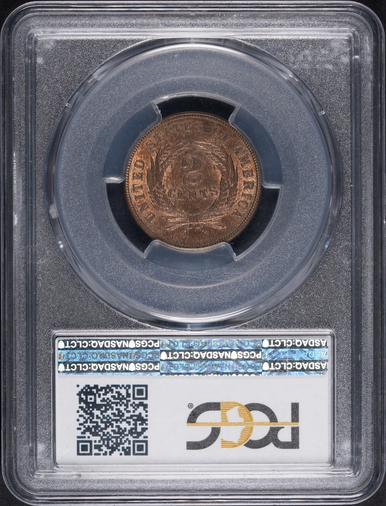 1868 2C Shield Two Cents PCGS MS65RB CAC