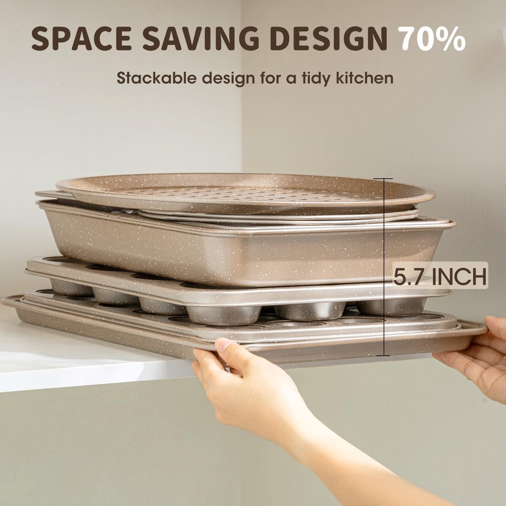 10-Piece Baking Pans Set, Bakeware Sets Nonstick, Baking Set for Oven Cooking...