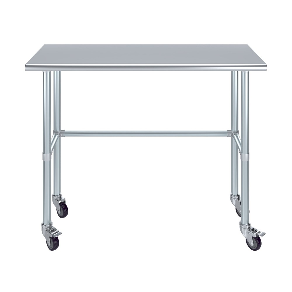 Heavy Duty Stainless Steel Work Table Open Base & Casters