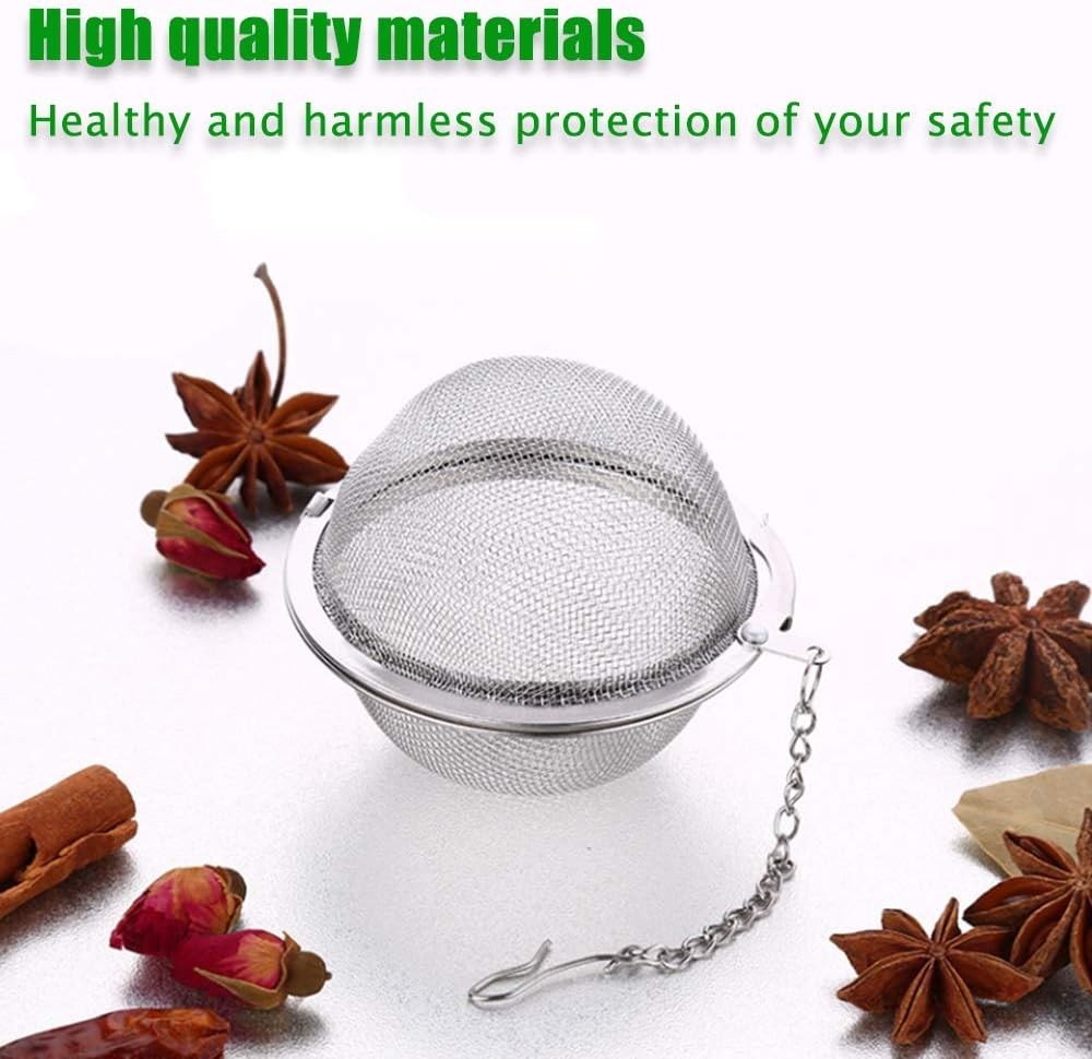2Pcs Mesh Tea Infuser with Chain Hook for Fresh Loose Leaf Brewing