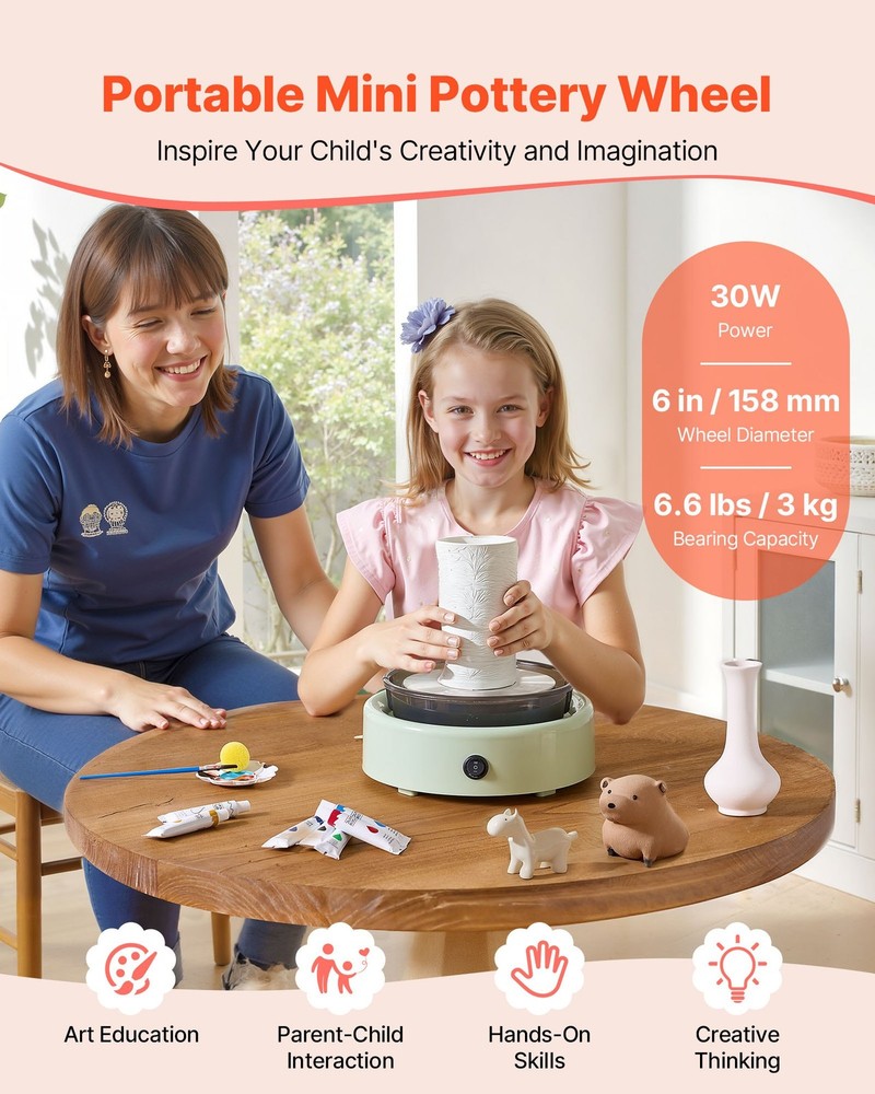 HOT/ Mini Pottery Wheel,6 inch Turntable,Forward and Reverse Rotation,Adjustabl