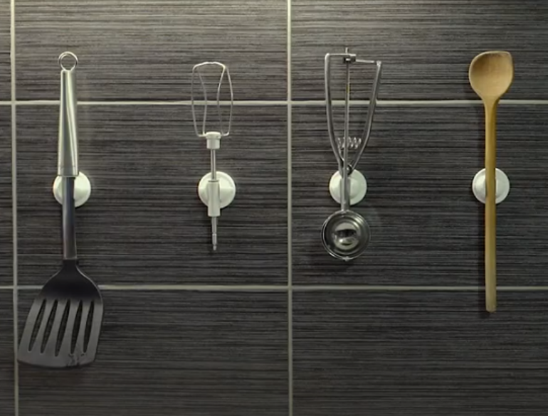 FOUR KlickFix w adhesive holders for office, tools, kitchen, bathroom, makeup!