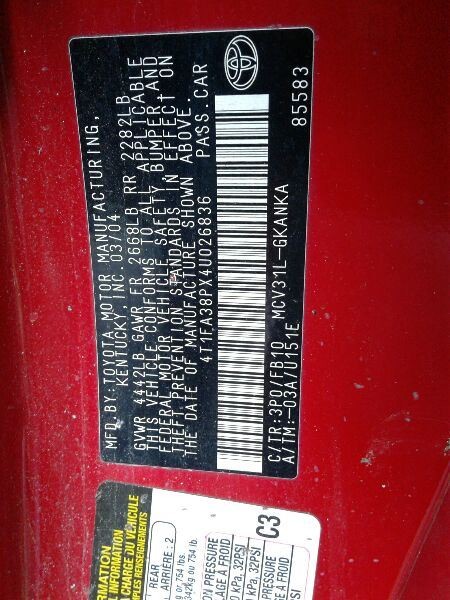 2004 TOYOTA SOLARA DRIVER SIDE FRONT DOOR LOCK ACTUATOR ASSEMBLY