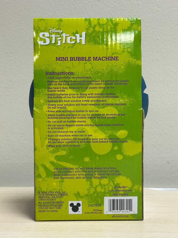 Disney Stitch Mini Bubble Machine - Fun Bubble Blower with Solution, Ages 3+